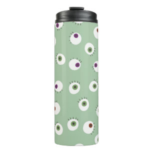 Halloween eyes, hand-drawn seamless pattern. thermal tumbler
