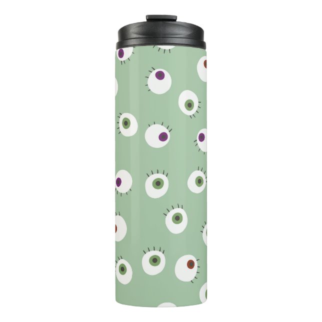 Halloween eyes, hand-drawn seamless pattern. thermal tumbler (Front)