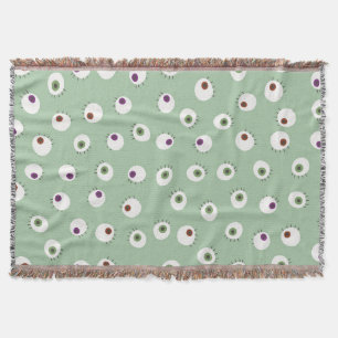 Halloween eyes, hand-drawn seamless pattern. throw blanket