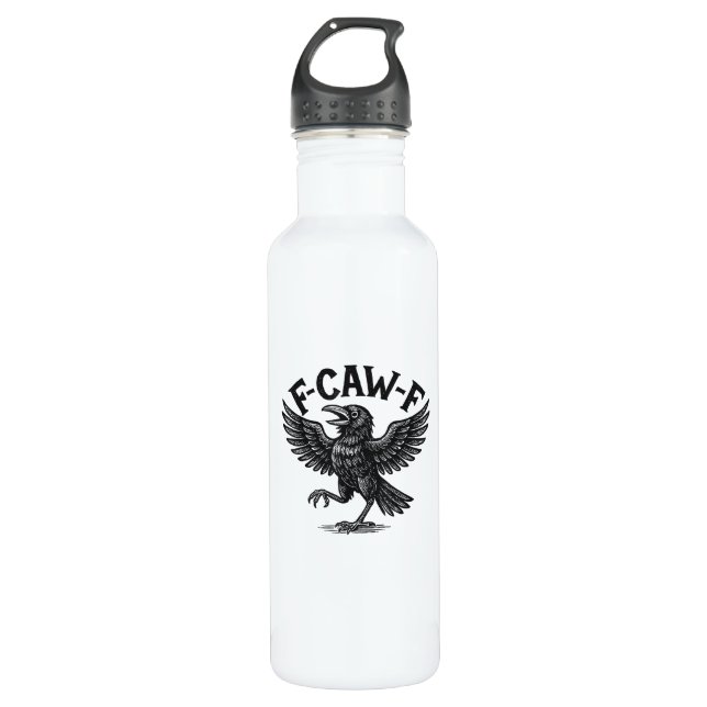 Halloween F-Caw-F Bird Crow Women Men Minimal Clea 710 Ml Water Bottle (Front)