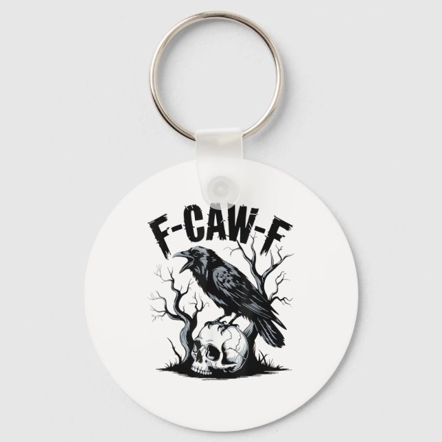 Halloween F-Caw-F Bird Crow Women Men Retro Classi Key Ring (Front)