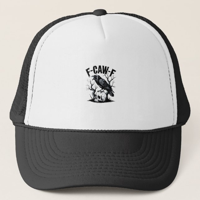 Halloween F-Caw-F Bird Crow Women Men Retro Classi Trucker Hat (Front)