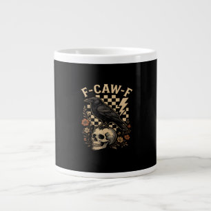 Halloween F Caw F Raven Bird Checkered Vintage Sty Large Coffee Mug