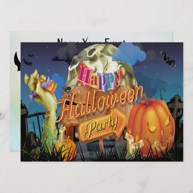 Halloween Fabulous Vector Art Party Invitation (Front/Back)