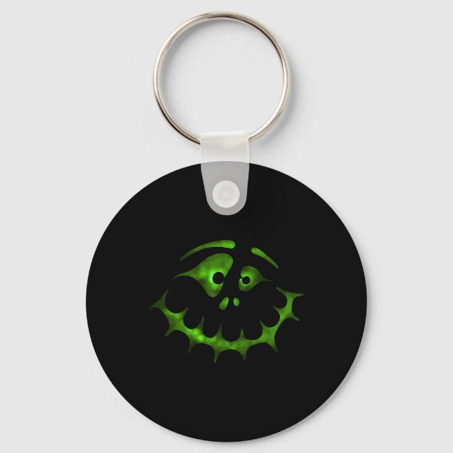 Halloween Face 5 - Green (d010-0466a)  Key Ring (Front)