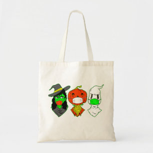 halloween face mask pumpkin scarecrow witch ghost tote bag