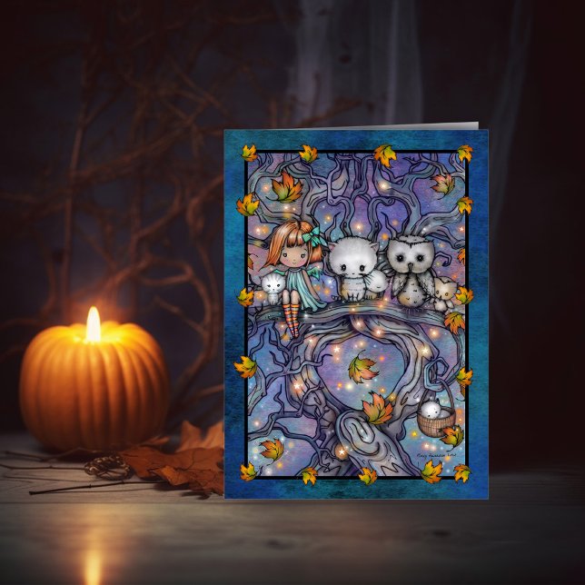 Halloween Fairy Owls and Cats Art Card (Creator Uploaded)