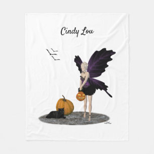 Halloween Fairy With Pumpkin Fleece Blanket