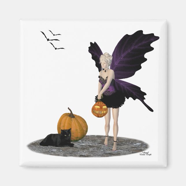 Halloween Fairy With Pumpkin Magnet (Front)