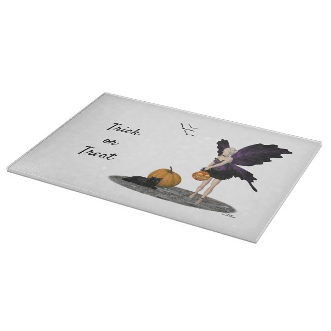 Halloween Fairy With Pumpkins Cutting Board (Corner)