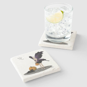 Halloween Fairy With Pumpkins Stone Coaster