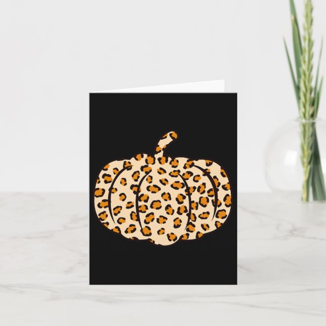 Halloween Fall animal Leopard Pumpkin  Card (Front)
