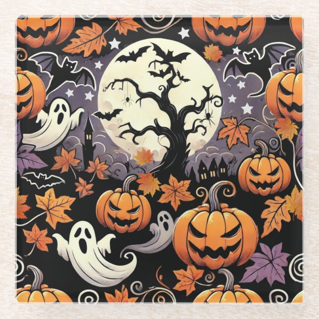 Halloween/Fall/Autumn Glass Coaster (Front)