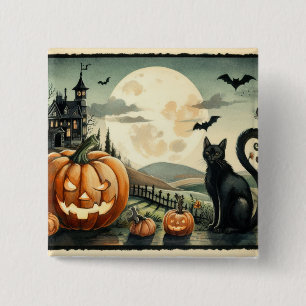 Halloween/Fall/Autumn/pumpkin/cat 15 Cm Square Badge
