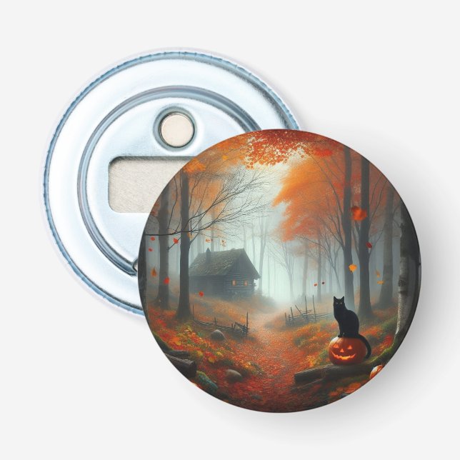 Halloween/Fall/Autumn/pumpkin/cat  Bottle Opener (Front)