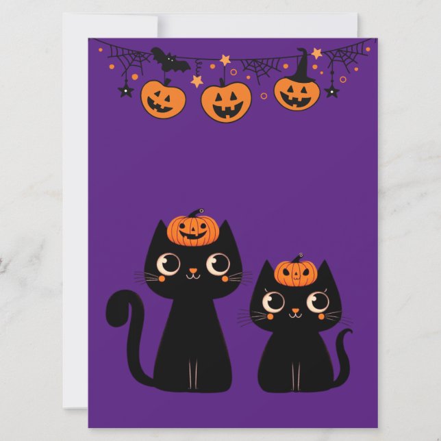 Halloween/Fall/Autumn/pumpkin/cat Holiday Card (Front)