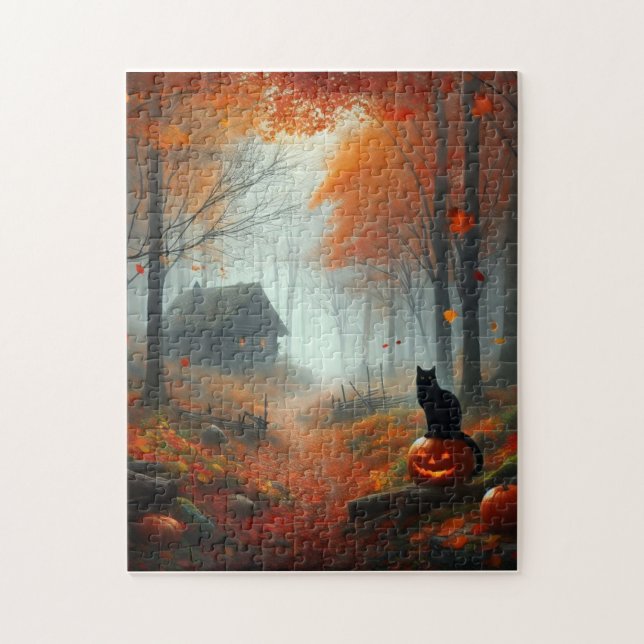 Halloween/Fall/Autumn/pumpkin/cat  Jigsaw Puzzle (Vertical)