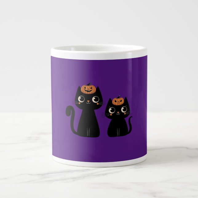 Halloween/Fall/Autumn/pumpkin/cat Large Coffee Mug (Front)