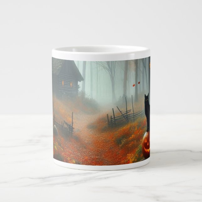 Halloween/Fall/Autumn/pumpkin/cat  Large Coffee Mug (Front)
