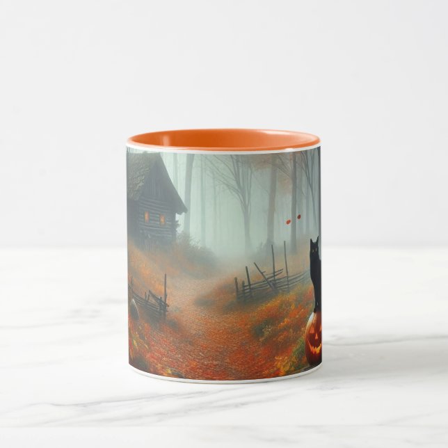 Halloween/Fall/Autumn/pumpkin/cat  Mug (Center)