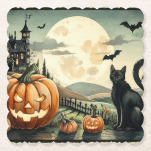 Halloween/Fall/Autumn/pumpkin/cat Paper Coaster