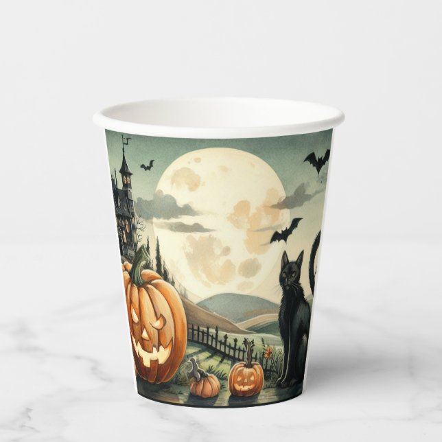 Halloween/Fall/Autumn/pumpkin/cat Paper Cups (Front)