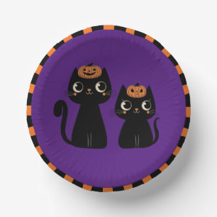 Halloween/Fall/Autumn/pumpkin/cat Paper Plate
