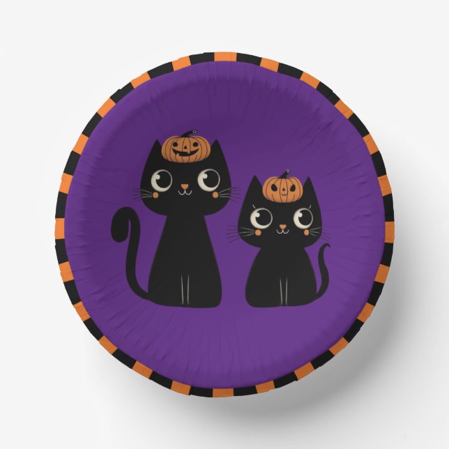 Halloween/Fall/Autumn/pumpkin/cat Paper Plate (Front)