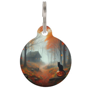 Halloween/Fall/Autumn/pumpkin/cat  Pet Tag