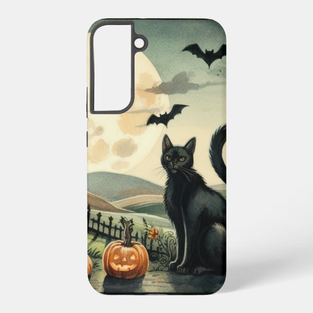 Halloween/Fall/Autumn/pumpkin/cat Samsung Galaxy S22+ Case (Back)