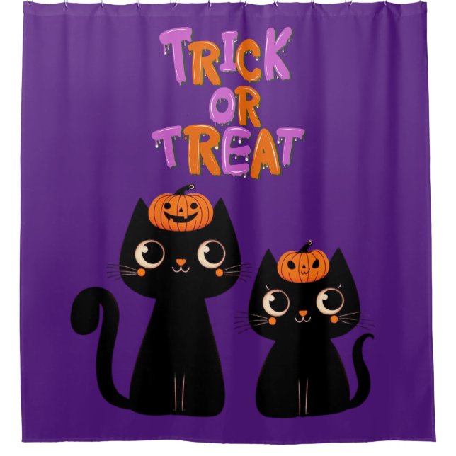 Halloween/Fall/Autumn/pumpkin/cat Shower Curtain (Front)
