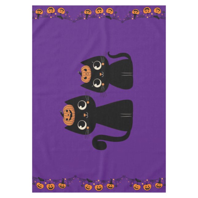 Halloween/Fall/Autumn/pumpkin/cat Tablecloth (Front)