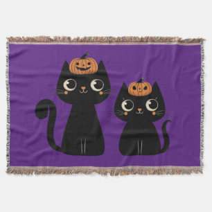 Halloween/Fall/Autumn/pumpkin/cat Throw Blanket