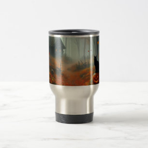 Halloween/Fall/Autumn/pumpkin/cat Travel Mug