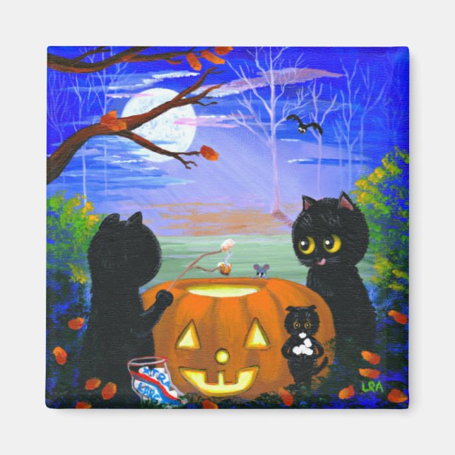 Halloween Fall Black Cat Creationarts Magnet (Front)