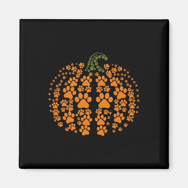 Halloween Fall Cute Paws Pumpkin Pet Lovers  Magnet (Front)