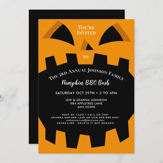 Halloween Fall Family Friends Reunion or Party Invitation (Front/Back)