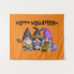 Halloween Fall Gnomes Watercolor Tapestry