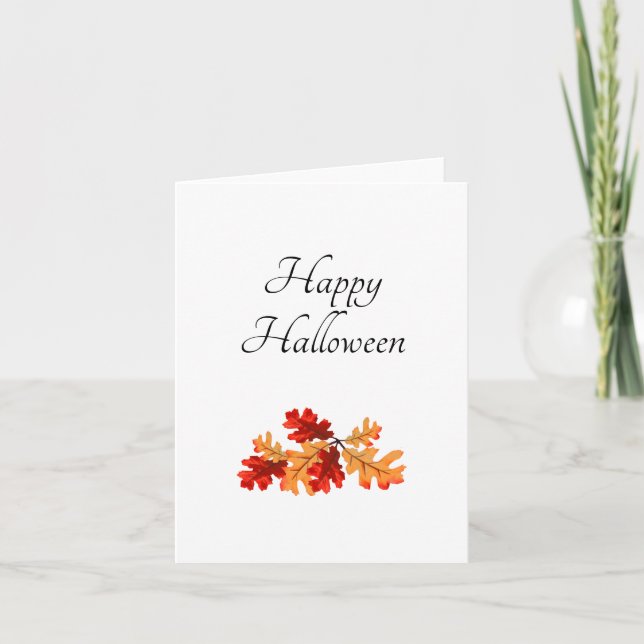 Halloween Fall Leaves Elegant Typography   Card (Front)