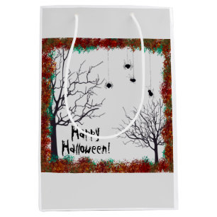Halloween Fall Leaves Gnarly Trees Spiders Medium Gift Bag