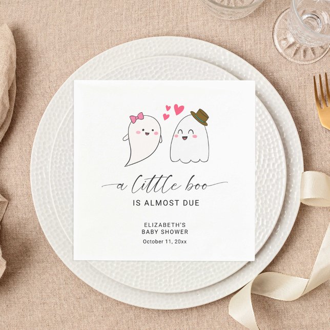 Halloween Fall Little Boo Baby Shower QR Code  Napkin (Creator Uploaded)