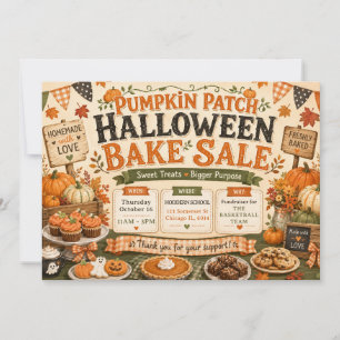 Halloween Fall Pumpkin Patch Bake Sale Invitation