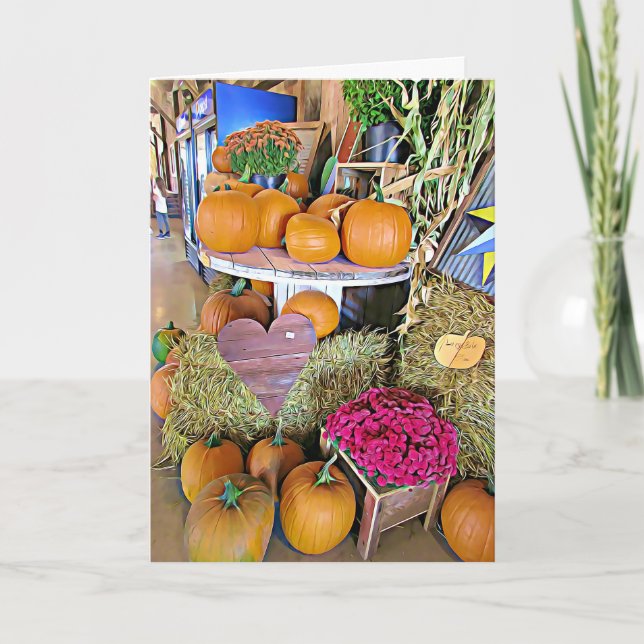 Halloween Fall Pumpkins and Cornstalk display Card (Front)