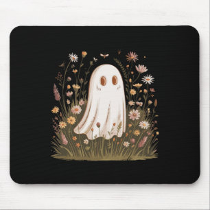 Halloween Fall Vibes Floral Ghost Mouse Pad