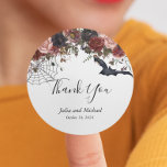 Halloween Fall Wedding Watercolor Floral Thank You Classic Round Sticker<br><div class="desc">This design may be personalised in the area provided by changing the photo and/or text. Or it can be customised by clicking Personalise this Template and then choosing the click to customise further option and delete or change the colour of the background, add text, change the text colour or style,...</div>