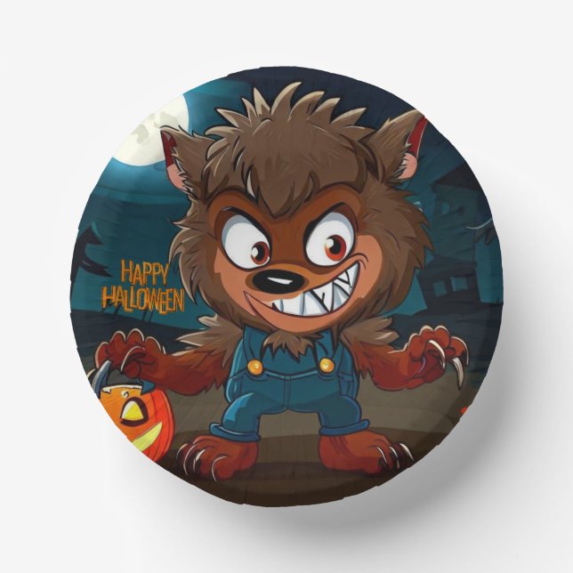 Halloween/Fall/Werewolf/Cartoon Paper Plate (Front)