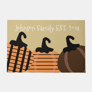 Halloween Family Name Jumbo Patch   Retro Pumpkins Doormat