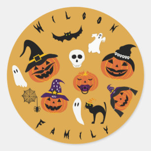 Halloween Family of Jack O Lantern Classic Round Sticker