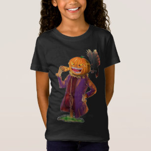 Halloween Farm Scarecrow Eating Pizza T-Shirt