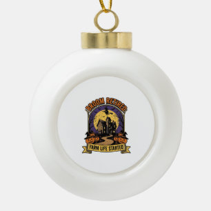 Halloween Farmer Shirt Spooky Haunted Farm Witch T Ceramic Ball Christmas Ornament